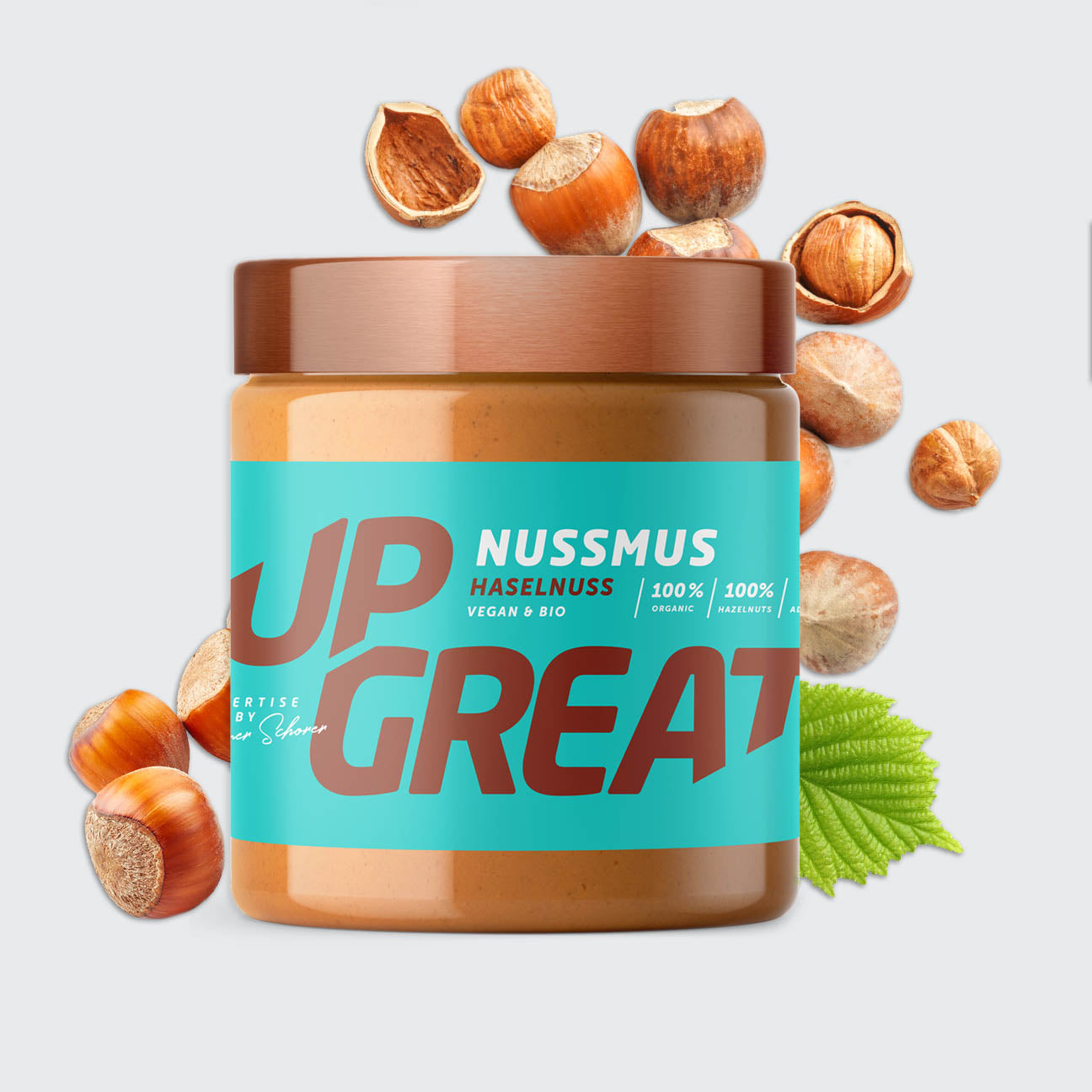 Upgreat-kaltgepresstes Bio-Haselnussmus aus 100% Haselnüssen